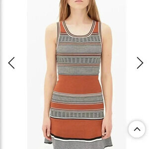 Sandro Eloise brown and orange striped bodycon tank mini dress XS